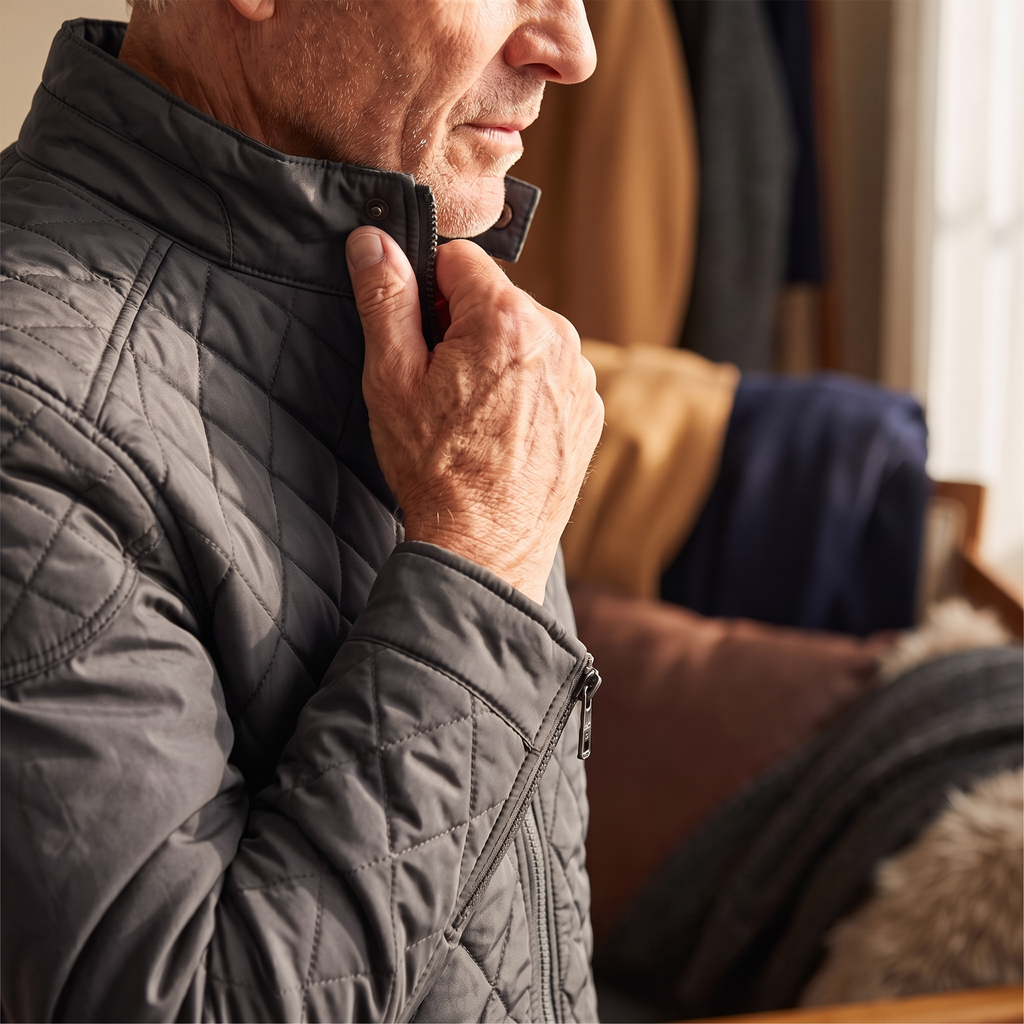 Everett quilted bomber jacket in Grey 3