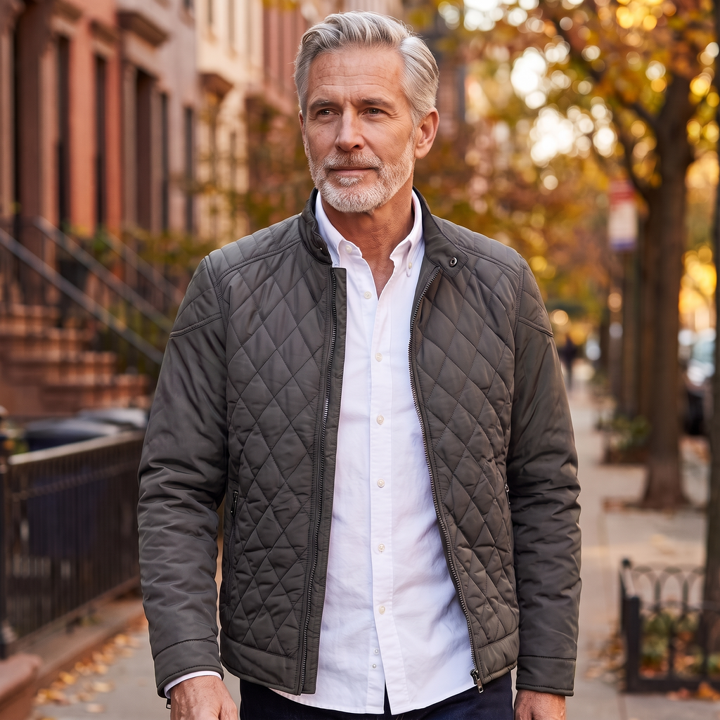 Everett quilted bomber jacket in Grey 2