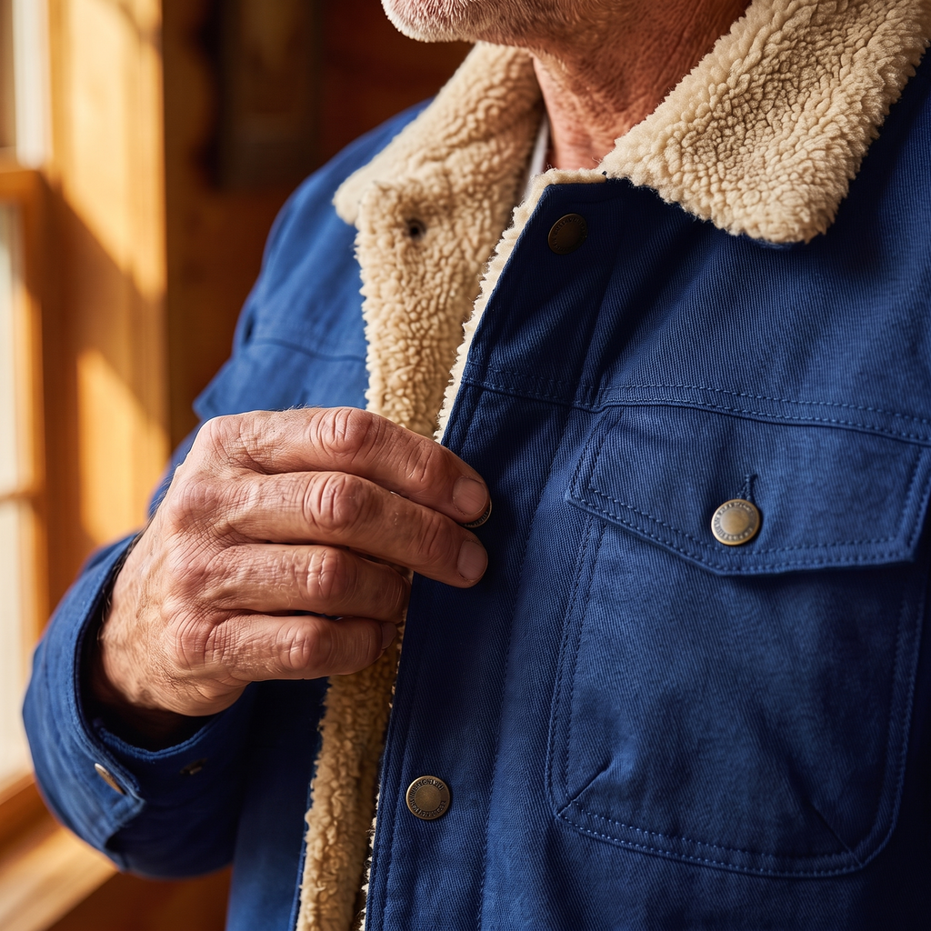 Lennox sherpa lined jacket in Blue 3