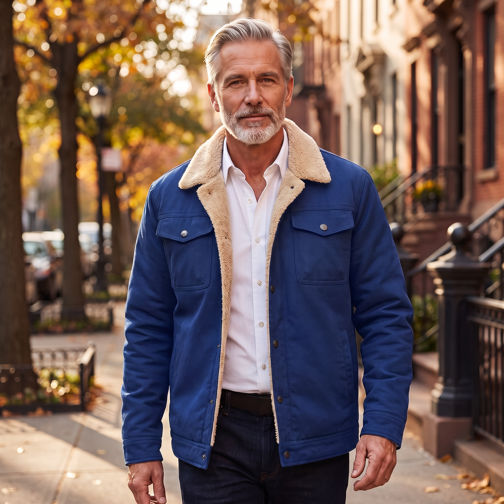 Lennox sherpa lined jacket in Blue 2