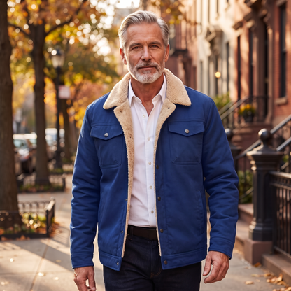 Lennox sherpa lined jacket in Blue 2