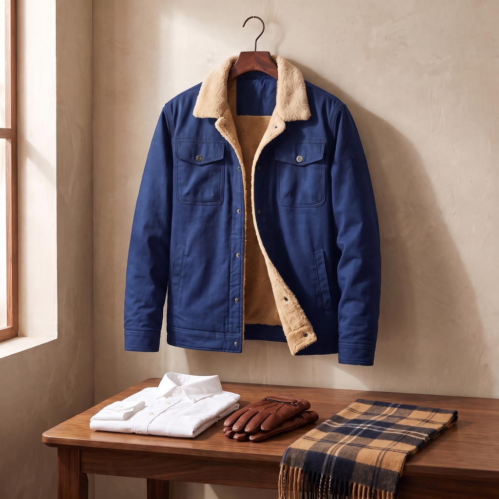 Lennox sherpa lined jacket in Blue 5