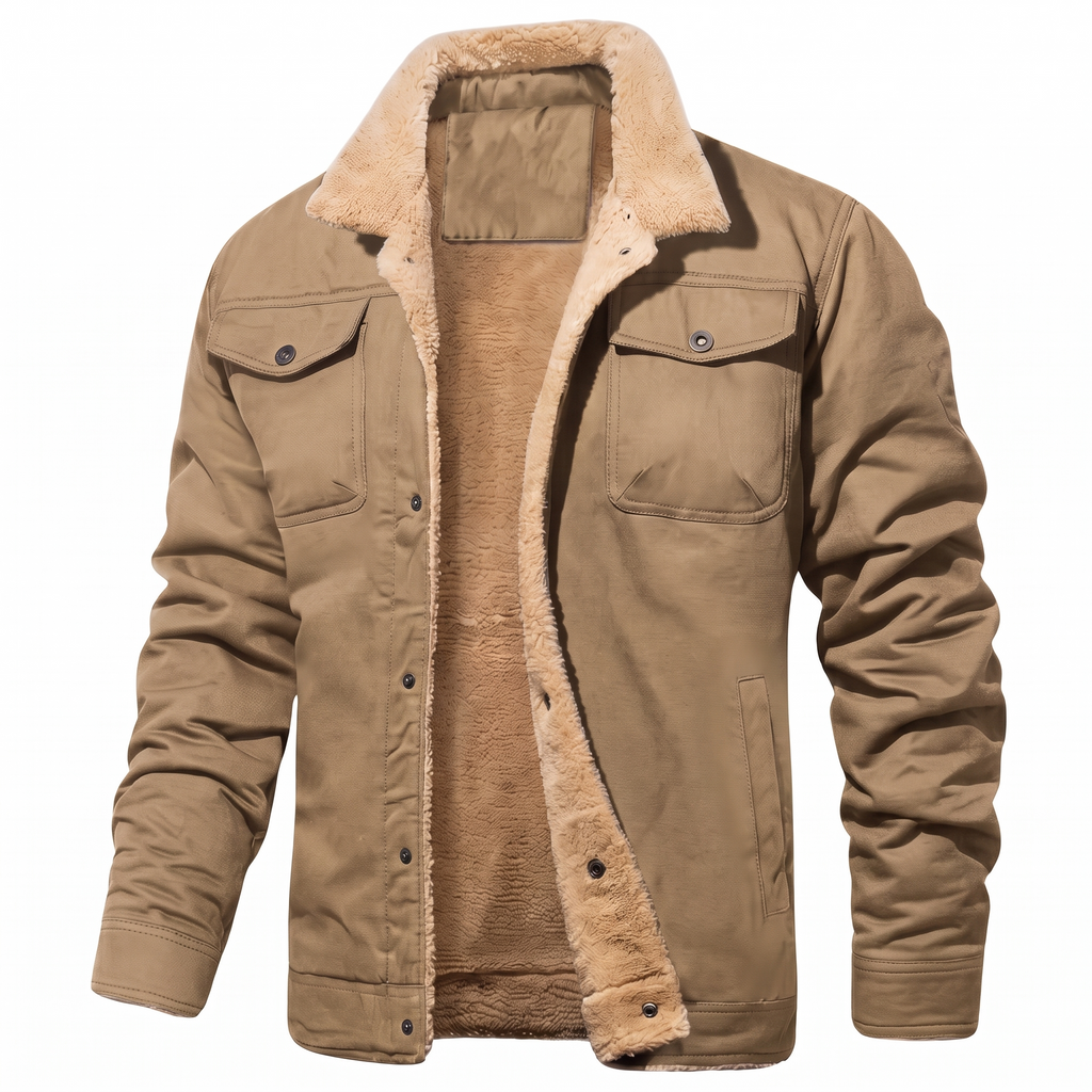 Lennox sherpa lined jacket in Khaki 1