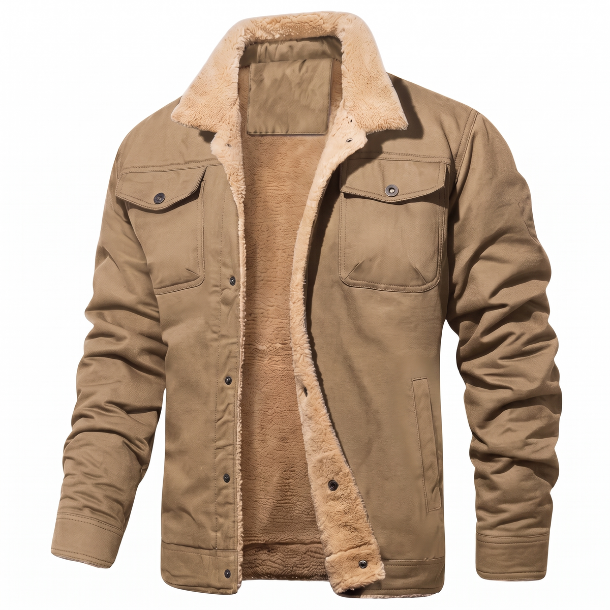 Lennox sherpa lined jacket in Khaki 1