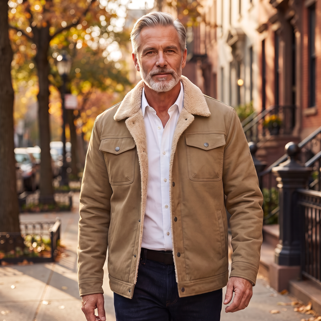 Lennox sherpa lined jacket in Khaki 2