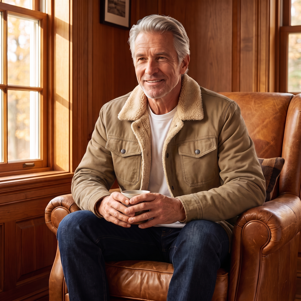 Lennox sherpa lined jacket in Khaki 4