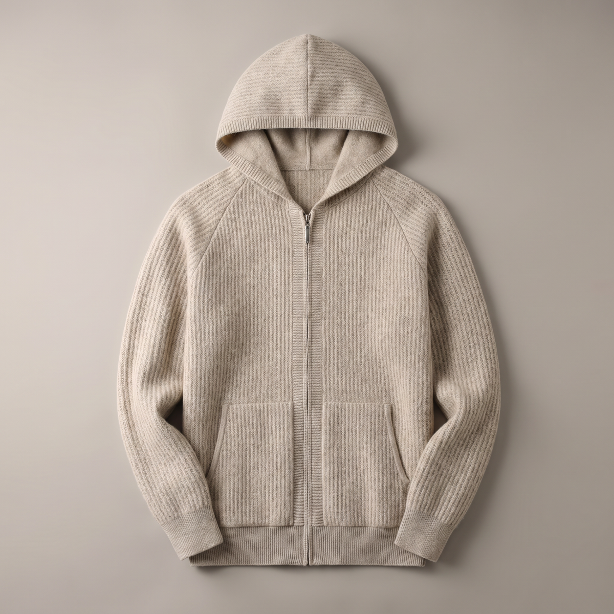 Men's ribbed knit zip-front hoodie hero