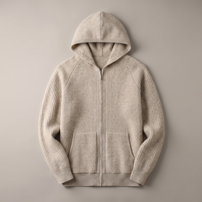 Men's ribbed knit zip-front hoodie hero