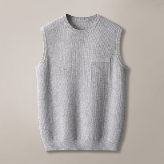 Men's sleeveless knit vest with chest pocket hero