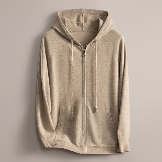 Men's knit zip-front hooded jacket hero