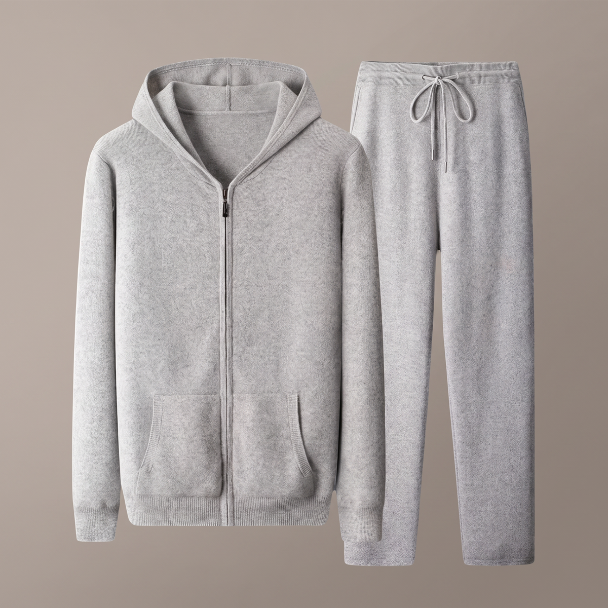 Men's zip hooded knit tracksuit set hero