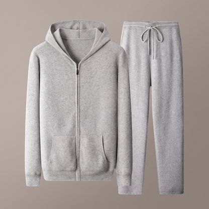 Men's zip hooded knit tracksuit set hero
