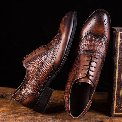 Side angle of the textured toe cap on the Kendrick brogue oxfords