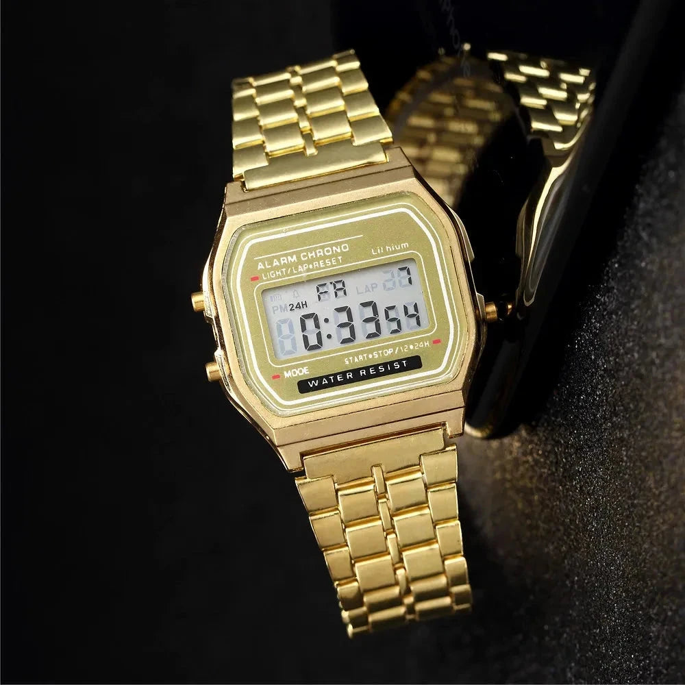 Kesler digital steel watch in Gold 1