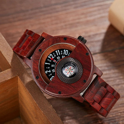 Langley wooden compass watch in Bordeaux 1
