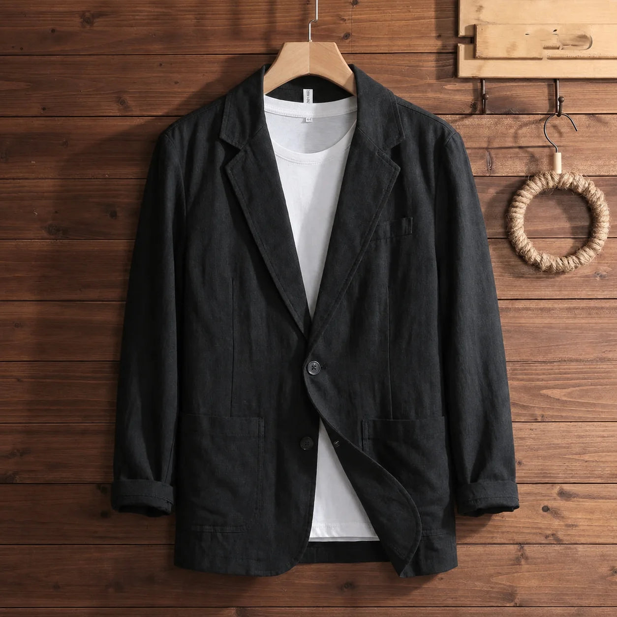 Linen Breeze Blazer in Black