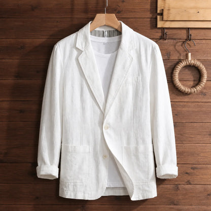 Linen Breeze Blazer in White