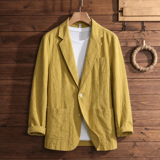 Linen Breeze Blazer in Yellow