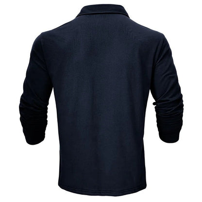 Back of the long sleeve polo with a plain smooth back