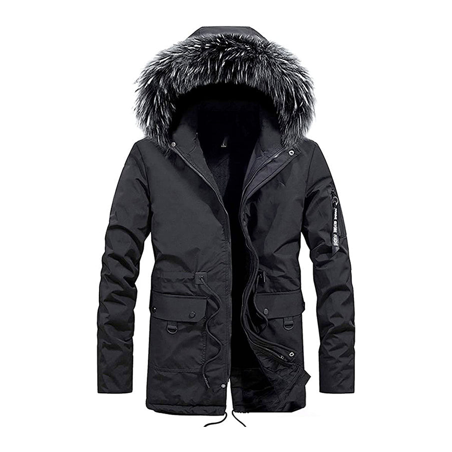 Marcus men's fur-style hood parka in Black 1