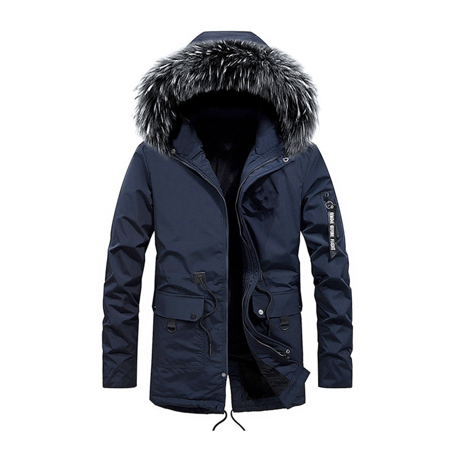Marcus men's fur-style hood parka in Blue 1