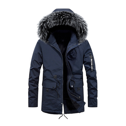 Marcus men's fur-style hood parka in Blue 1