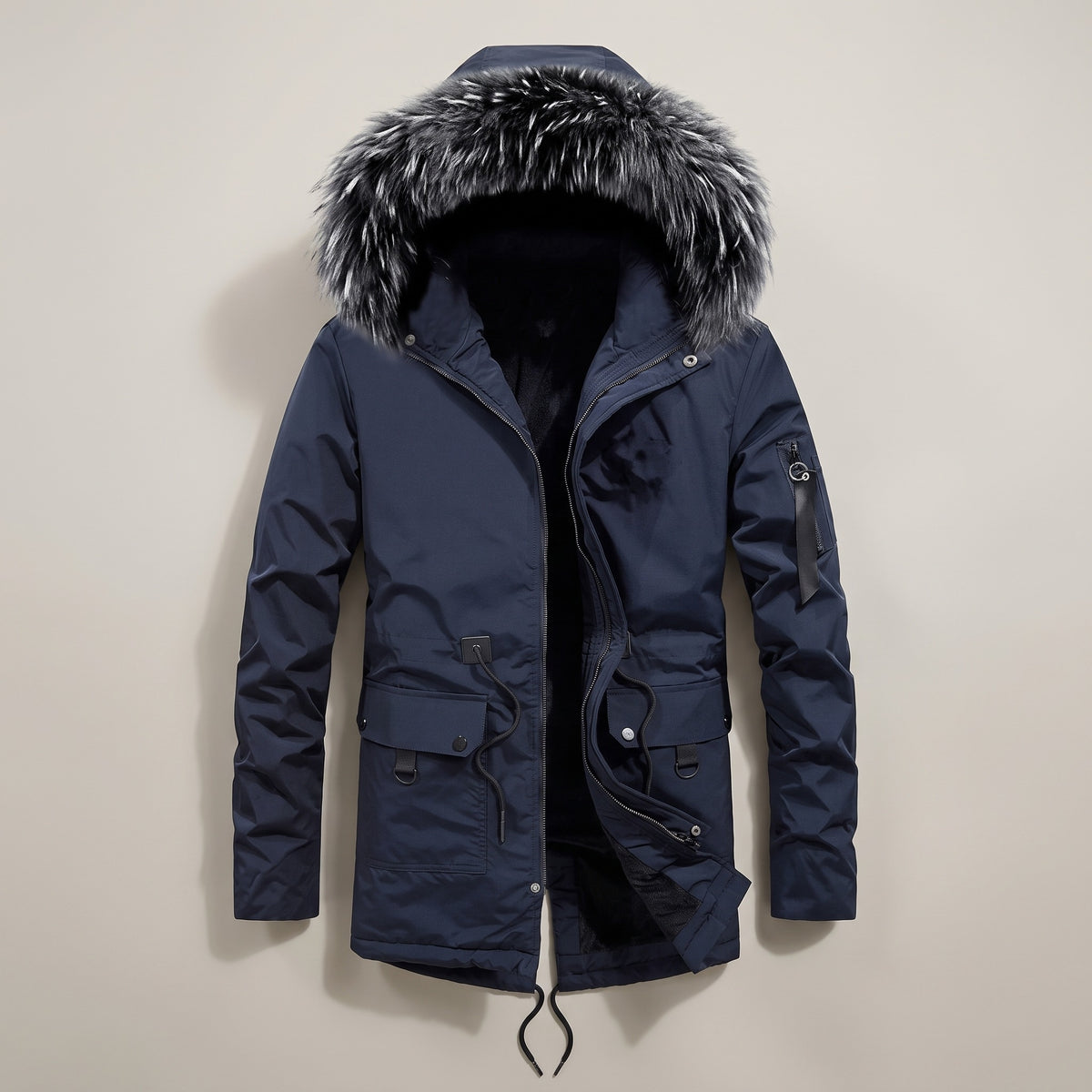 Marcus men's fur-style hood parka hero product only in Blue 0