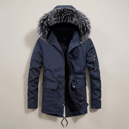 Marcus men's fur-style hood parka hero product only in Blue 0