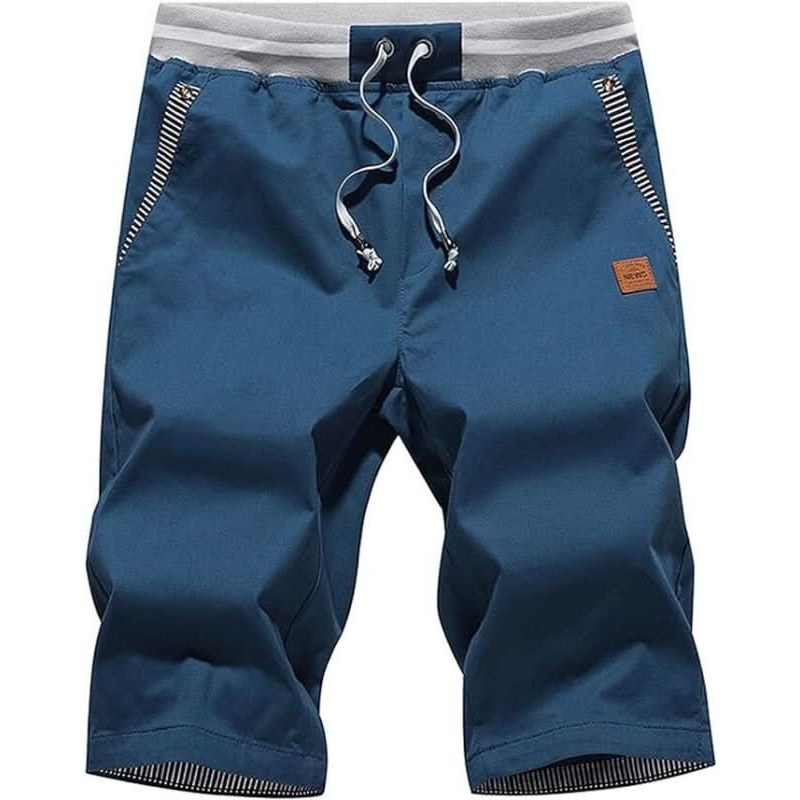 Men's chino-style cotton shorts in Blue 1