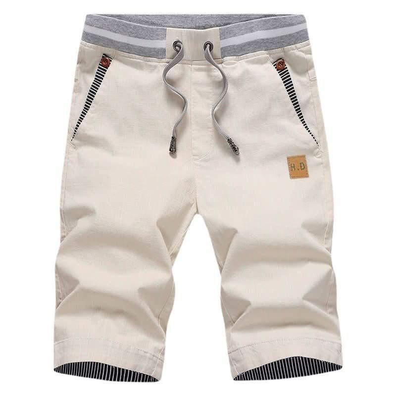 Men's chino-style cotton shorts in Cream 1