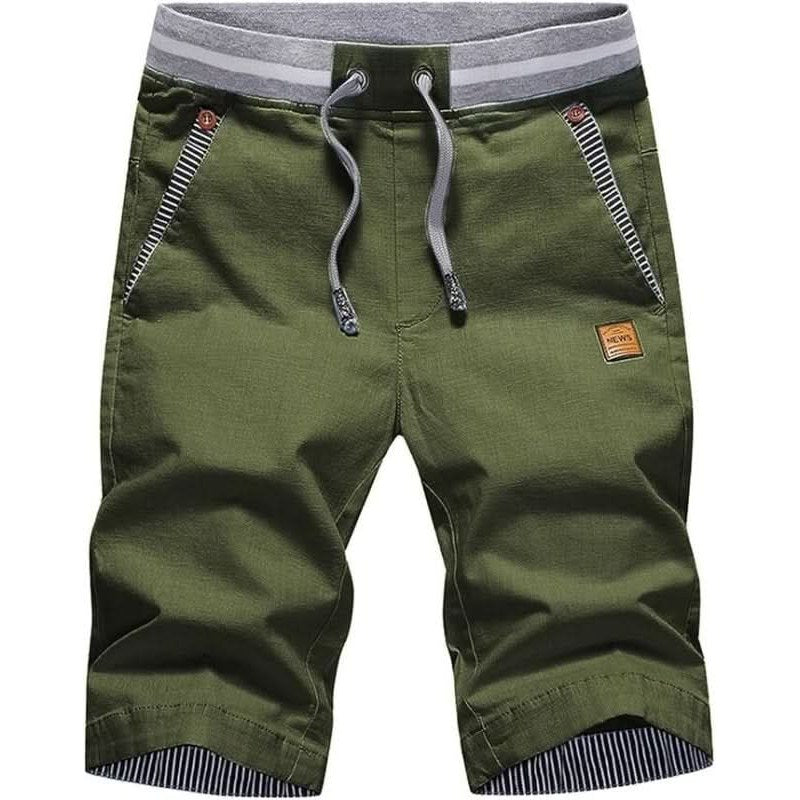 Men's chino-style cotton shorts in Green 1