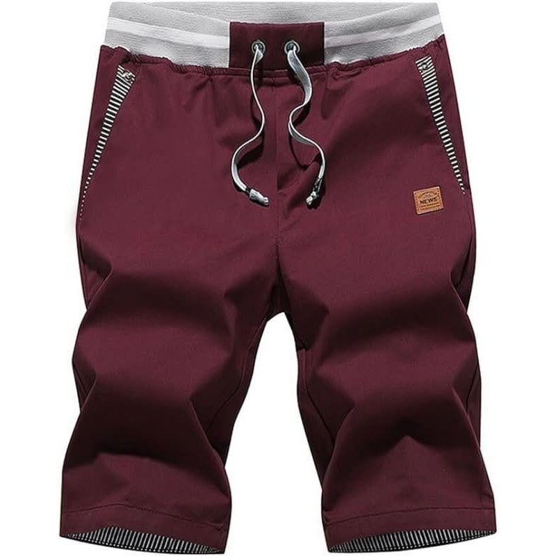 Men's chino-style cotton shorts in Red 1