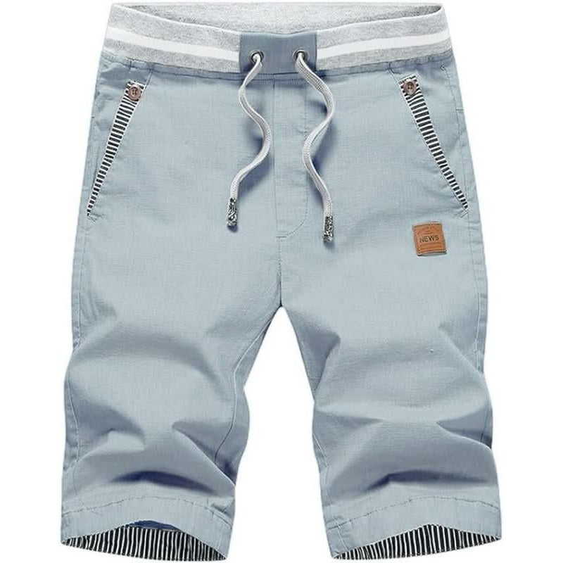 Men's chino-style cotton shorts in Stone Blue 1