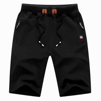 Men's cotton-blend drawstring shorts in Black 1