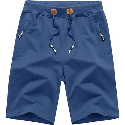 Men's cotton-blend drawstring shorts in Blue 1