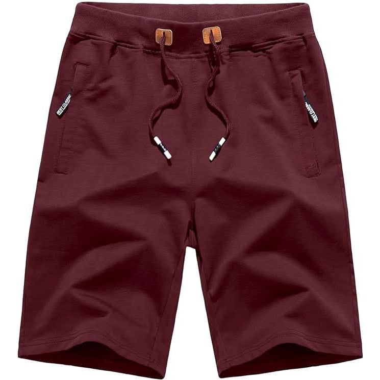 Men's cotton-blend drawstring shorts in Red 1