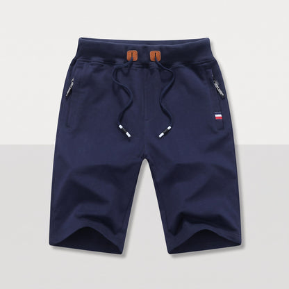 Men's cotton-blend drawstring shorts in Navy 1