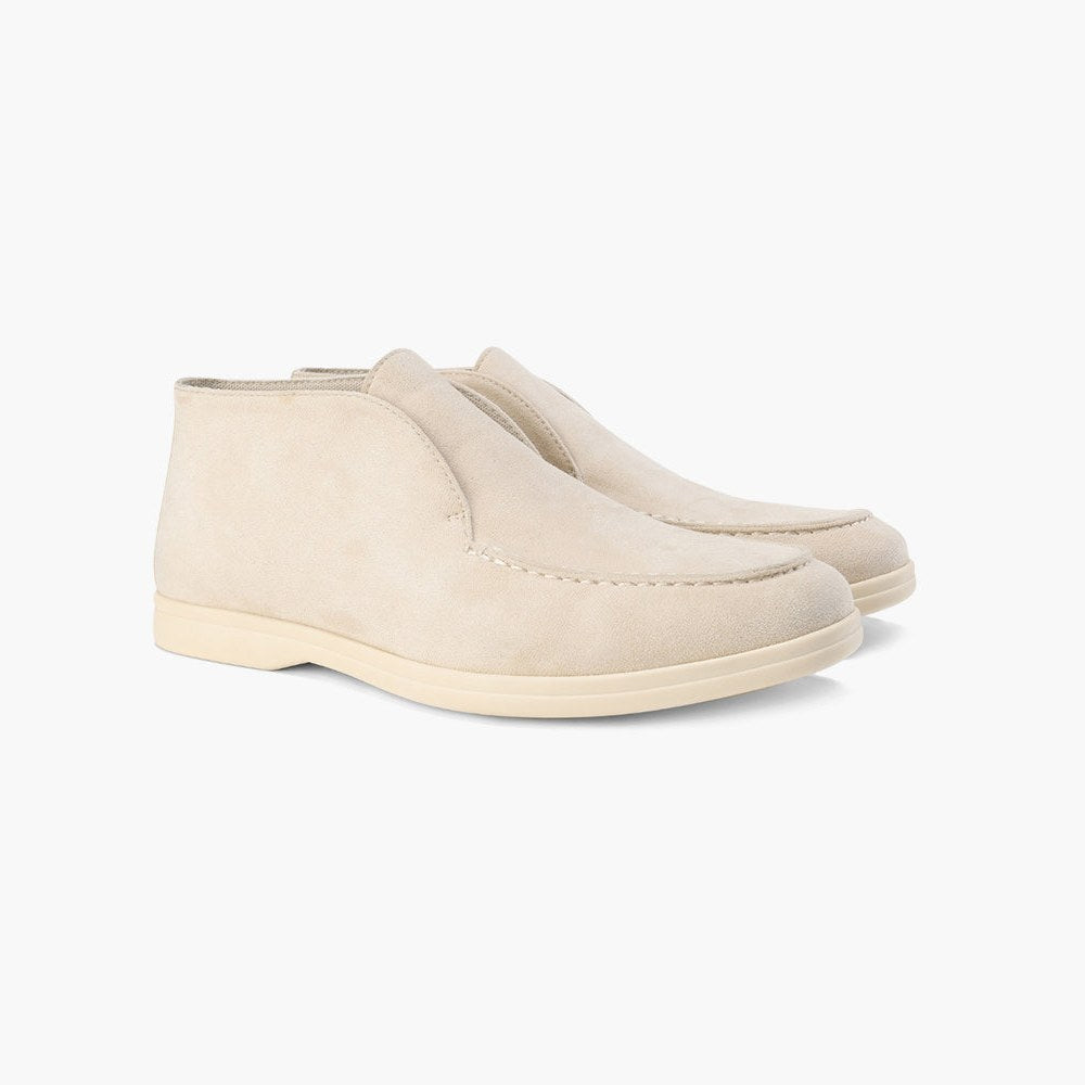 Men's high-top suede slip-on loafers pair view in Beige 0