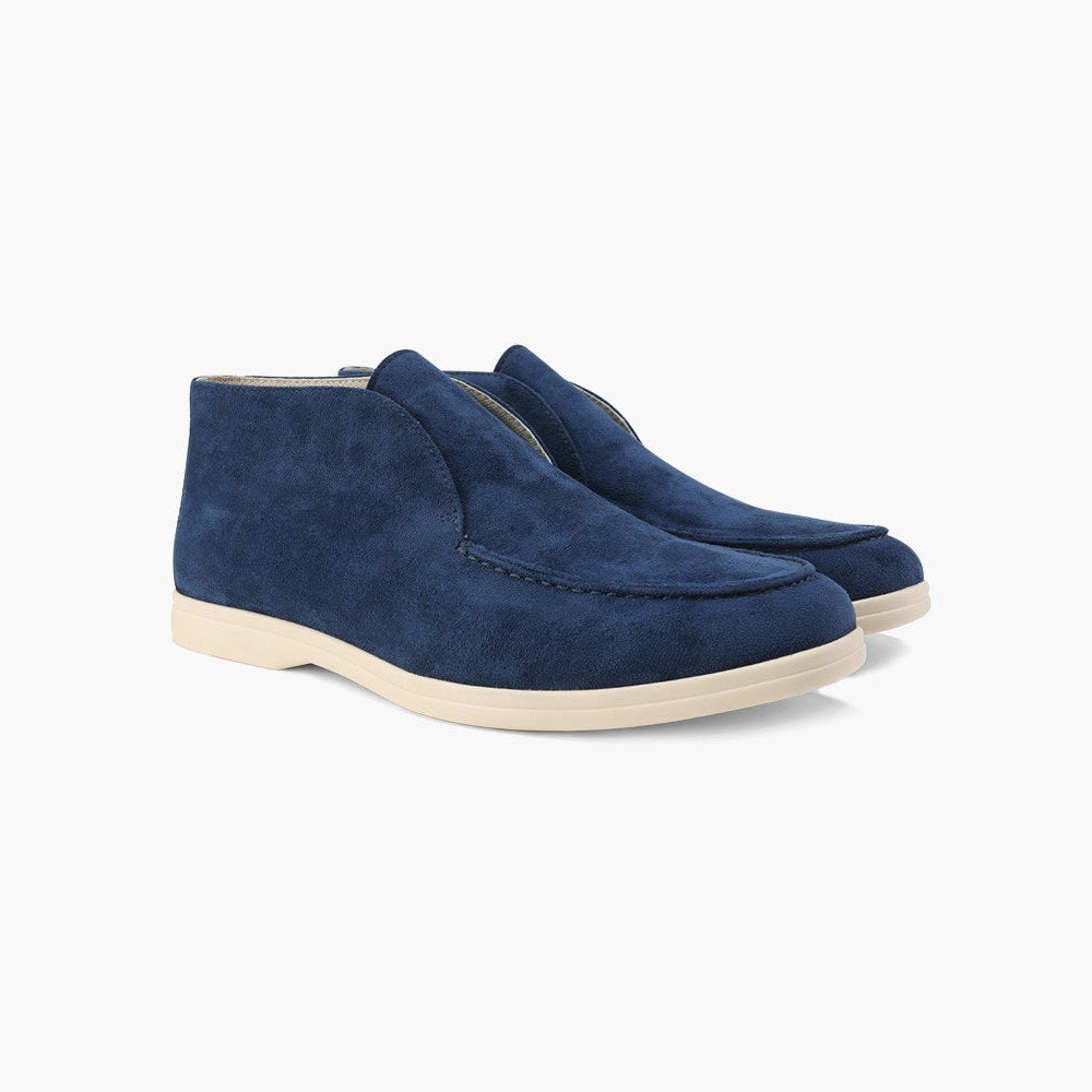 Men's high-top suede slip-on loafers pair view in Marine 0