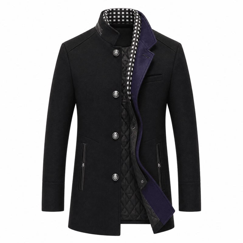 Men's mid-length coat in Black 1