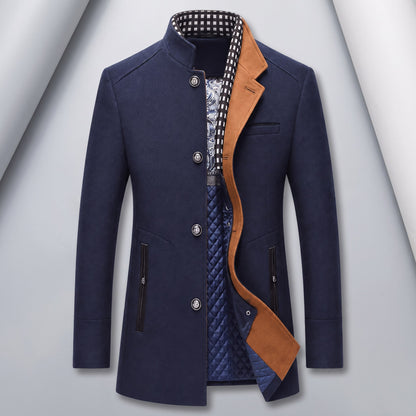 Men's mid-length coat in Royal Blue 1