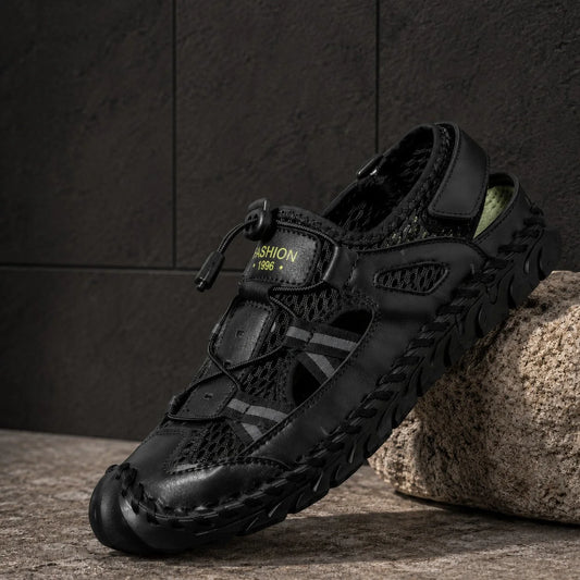 Mesh Outdoor Sandals in Black