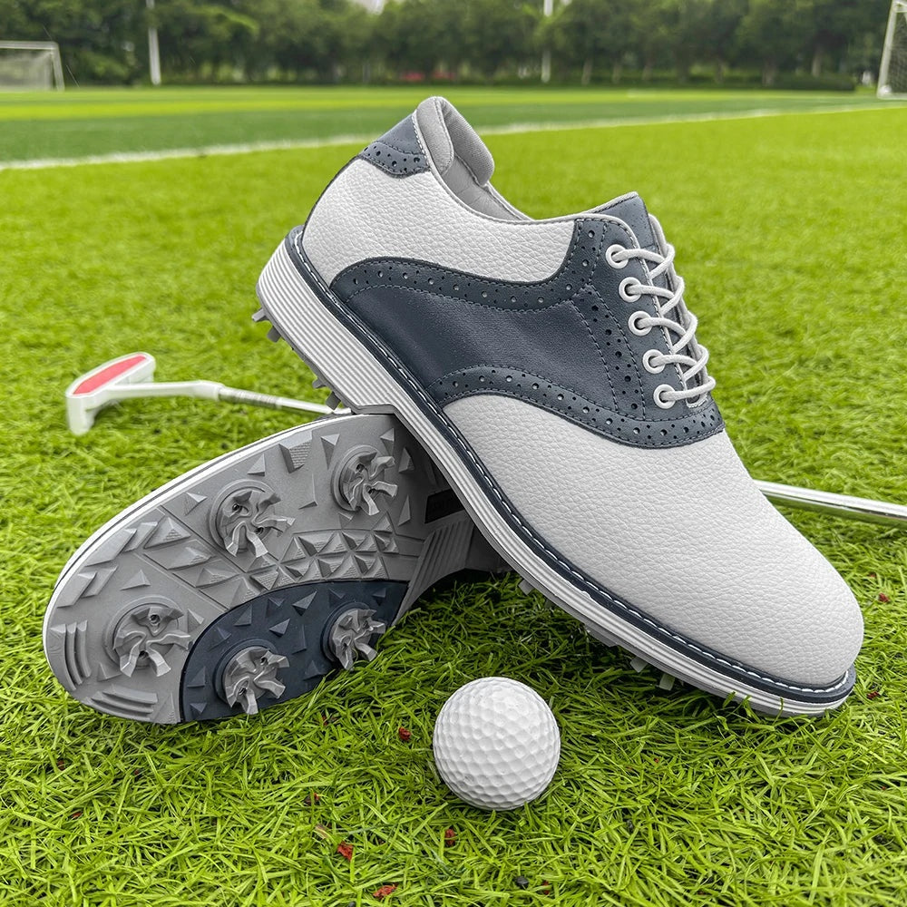 Overton golf shoes in White Navy 1