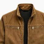 Pemberton zip jacket stand collar and chest zip pockets close-up