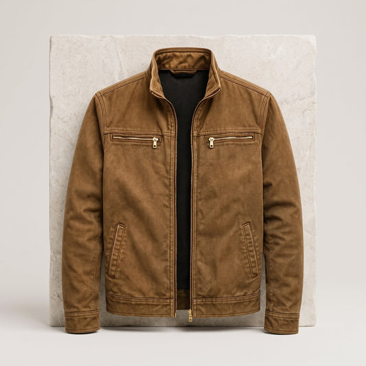 Pemberton men's zip jacket in Yellow Brown 1