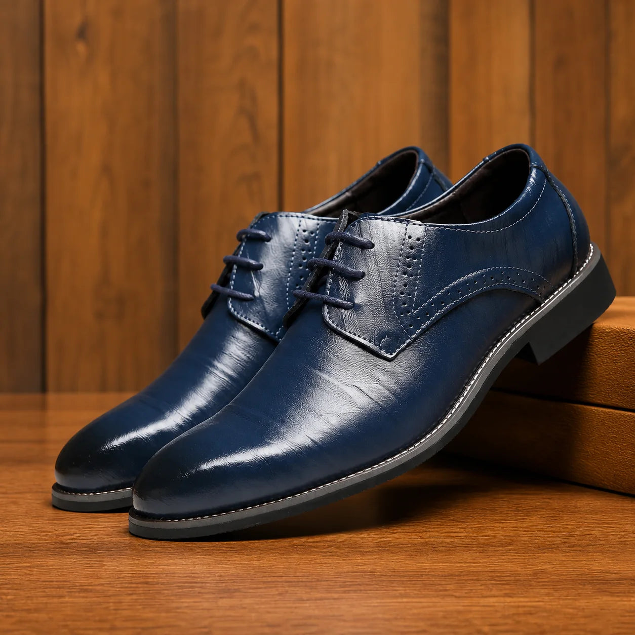 Pointed Oxford Shoes Blue