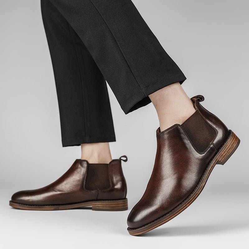 Preston chelsea boots worn with tailored trousers