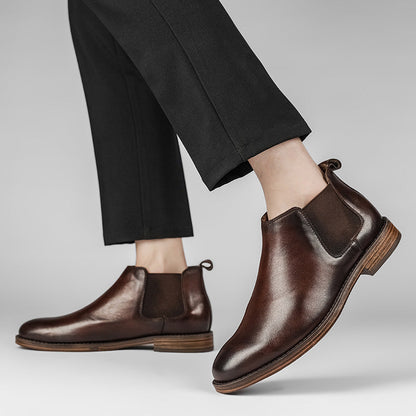 Preston chelsea boots worn with tailored trousers