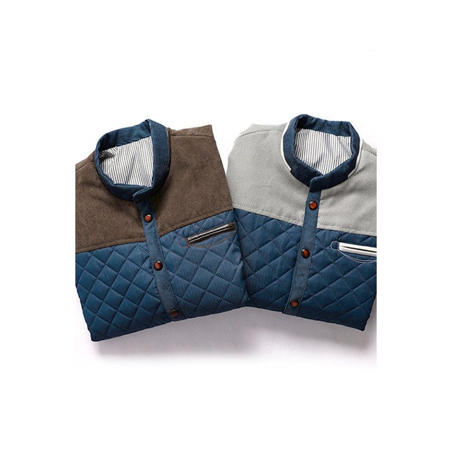 Two quilted jackets laid flat to show the lining and the placket