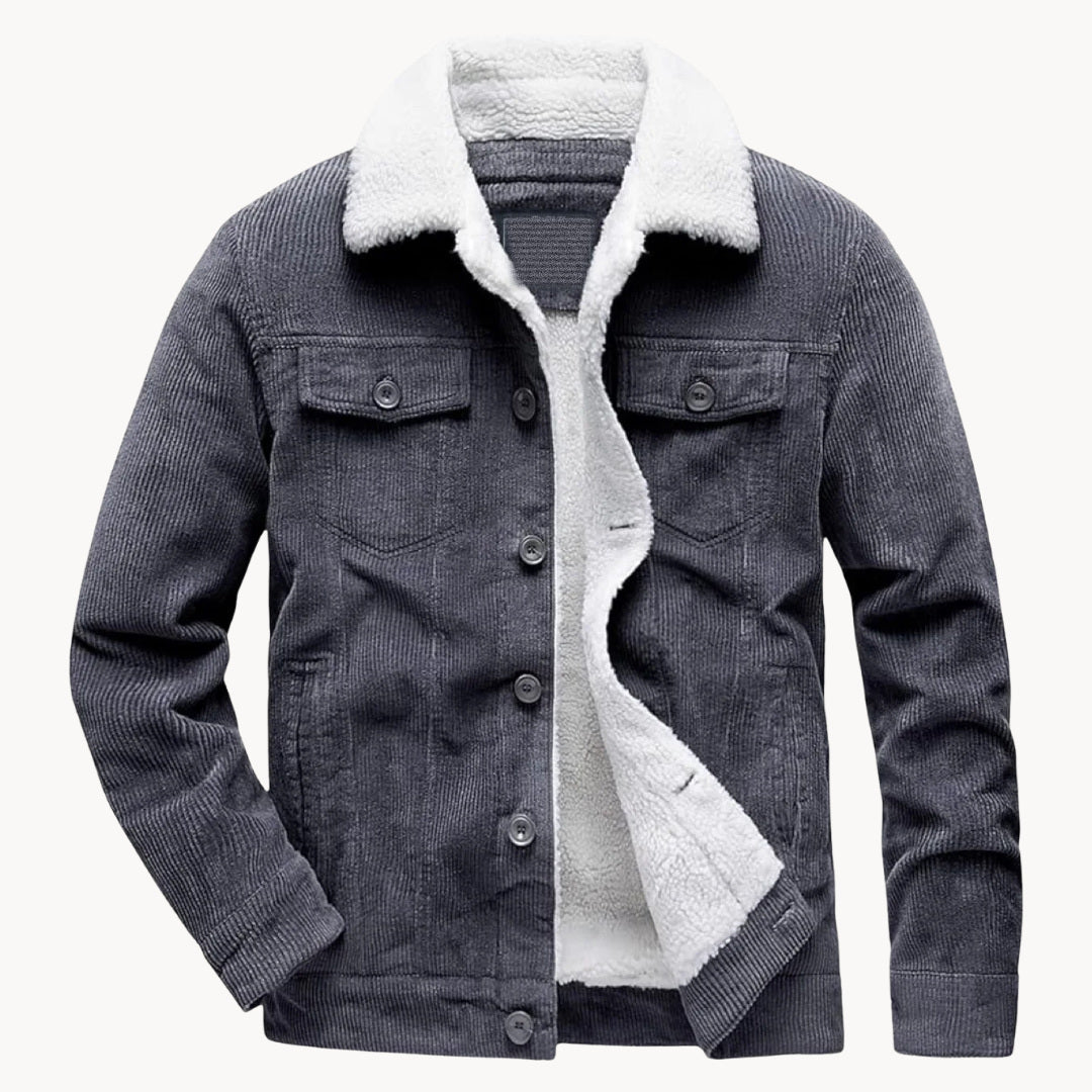 Radford men's corduroy trucker jacket in Gray 1